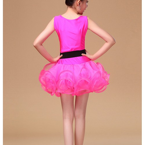 New Latin dance children 's dress fuchsia hot pink children' s dance practice uniforms girls Latin practice test uniforms